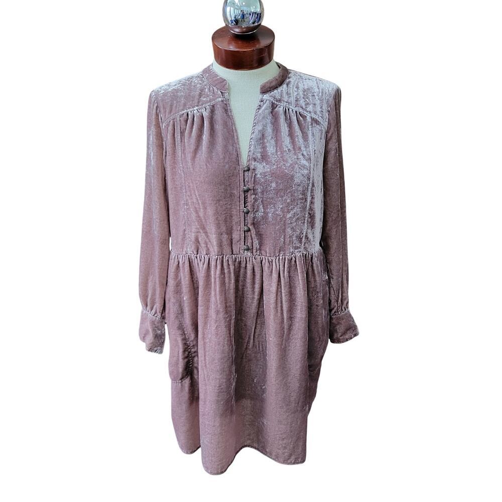 Holding Horses Velour Dress Size Medium Petite Velvet Mini Dress Anthropologie